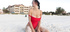 Bikini flashing and sunbathing american girl on vacation
