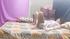 Solo Desi college chick rolls on the bed