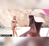 Hung black stallion fucks juicy blonde girl on sunny beach