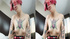 Tattooed teeny with colorful hair and pierced nipples gets poked in various poses